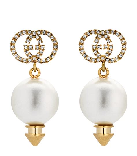 gucci pearl earrings replica|gucci earrings interlocking.